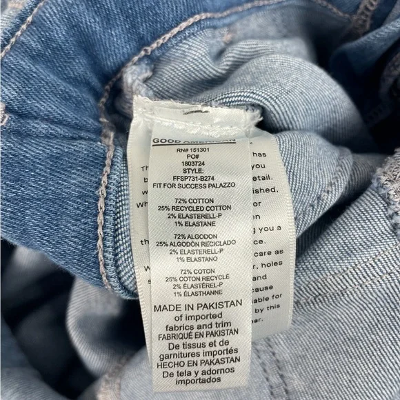 COPY - Good American Light Blue Denim Jumpsuit Flare Wide Leg Size Small - Picture 10 of 13